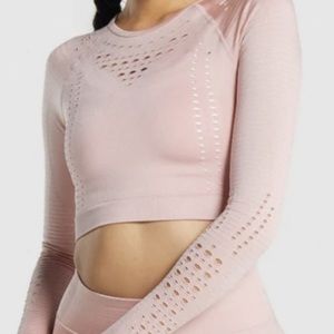 GymShark Long Sleeve Crop - Baby Pink - Size M